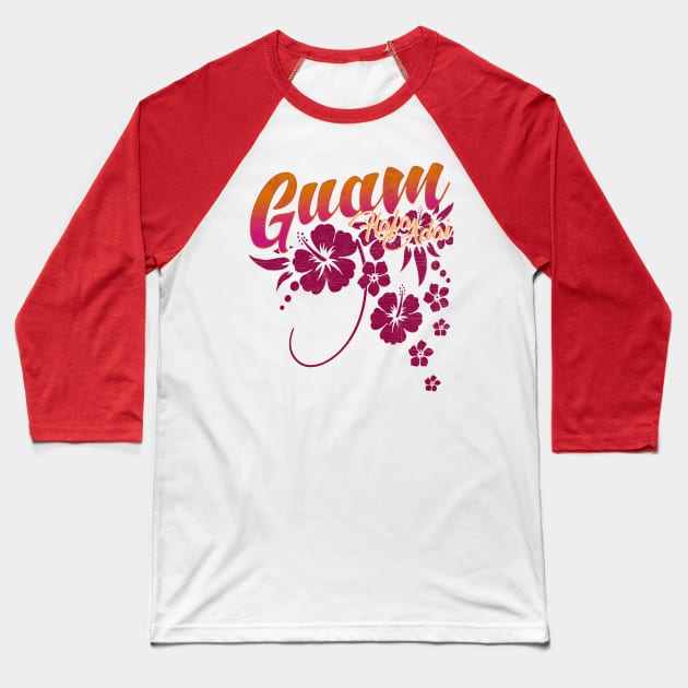 Guam USA Hafa Adai Flowers Baseball T-Shirt by THE LOCAL FABRIC